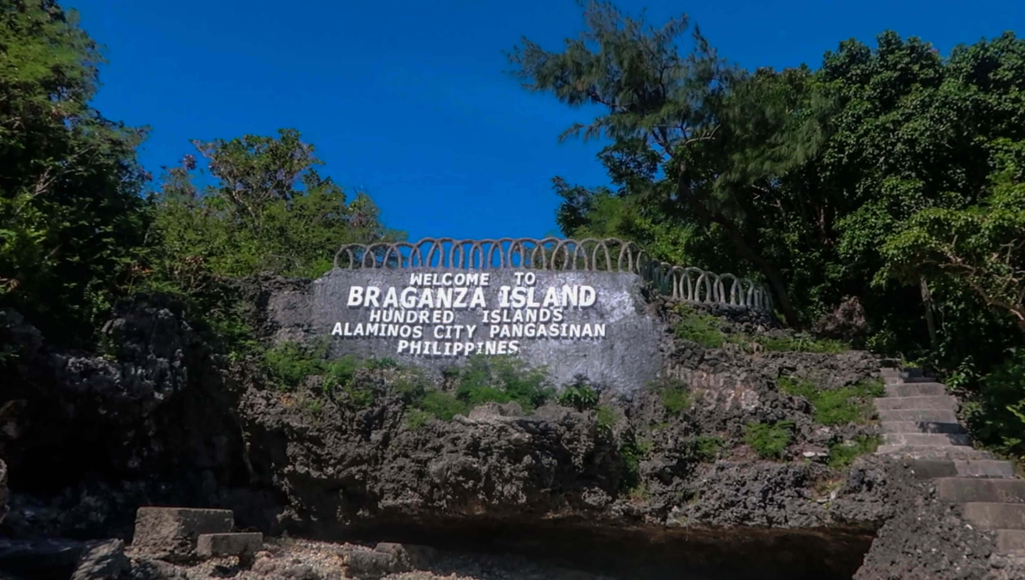 Sign of Braganza Island in hundred islands national park in pangasinan philippines